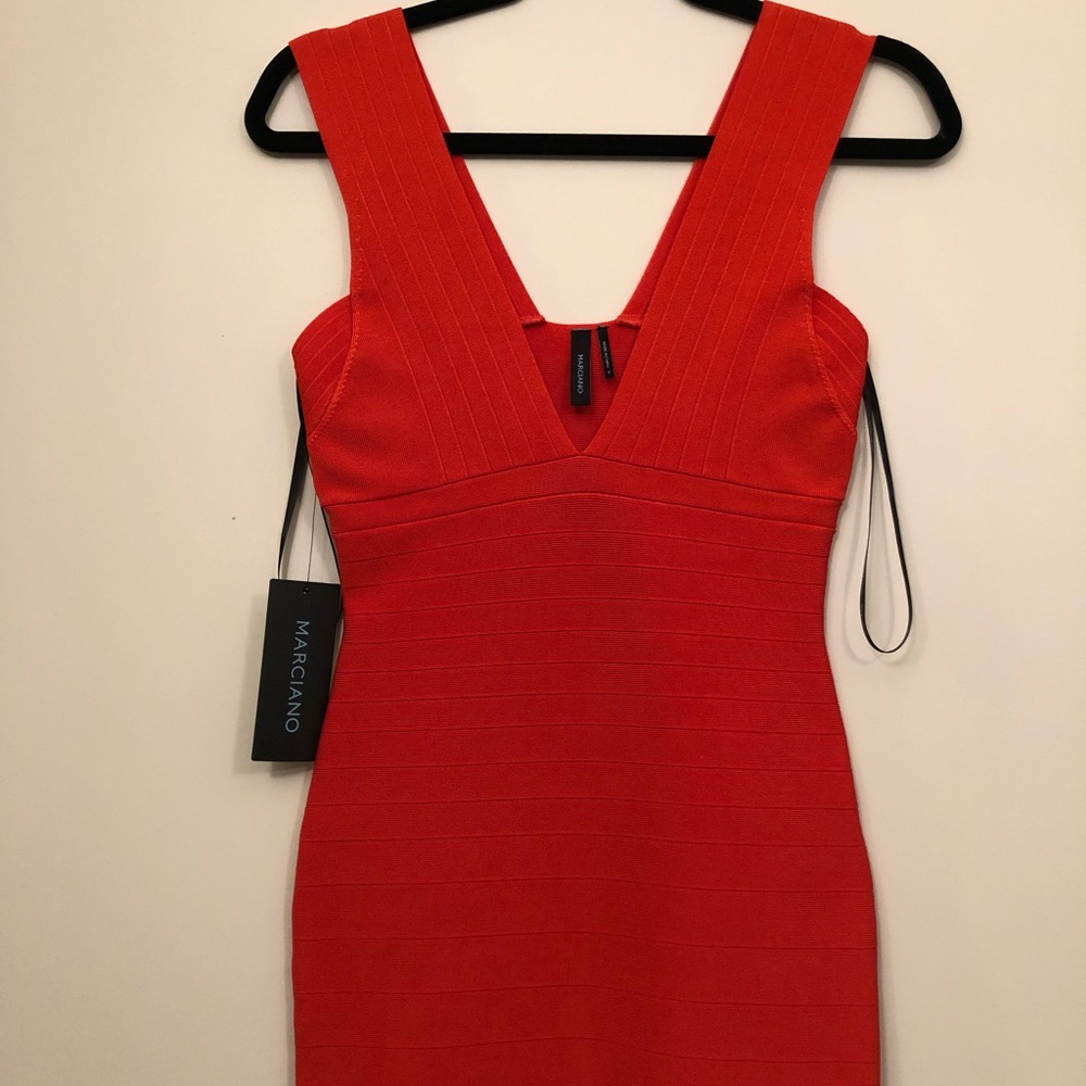 Marciano fire orange going out dress.